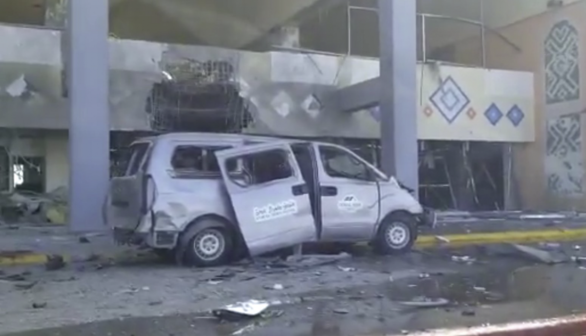 Aden airport's terminal building was hit