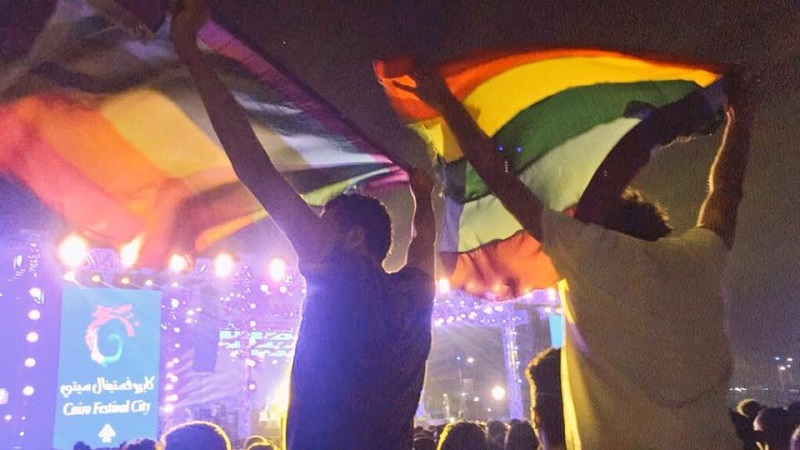 Fans waved rainbow flags at the Cairo concert in 2017