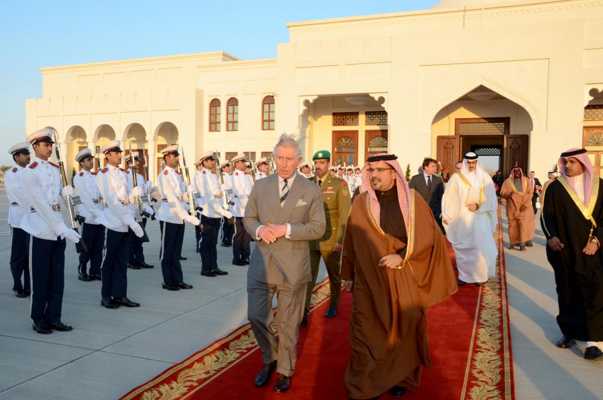 Red carpet for repression: Prince Charles during a previous visit to Bahrain in 2014. Photo: BNA