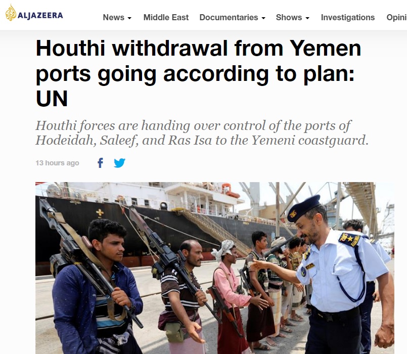Houthi fighters in Salif port are reported to have handed over to coast guards