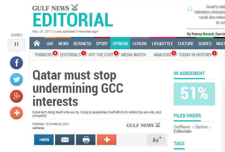 Yesterday's editorial in Gulf News
