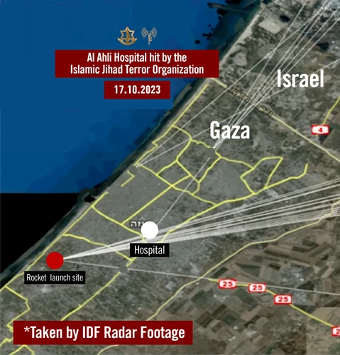 Graphic showing alleged trajectory of rockets