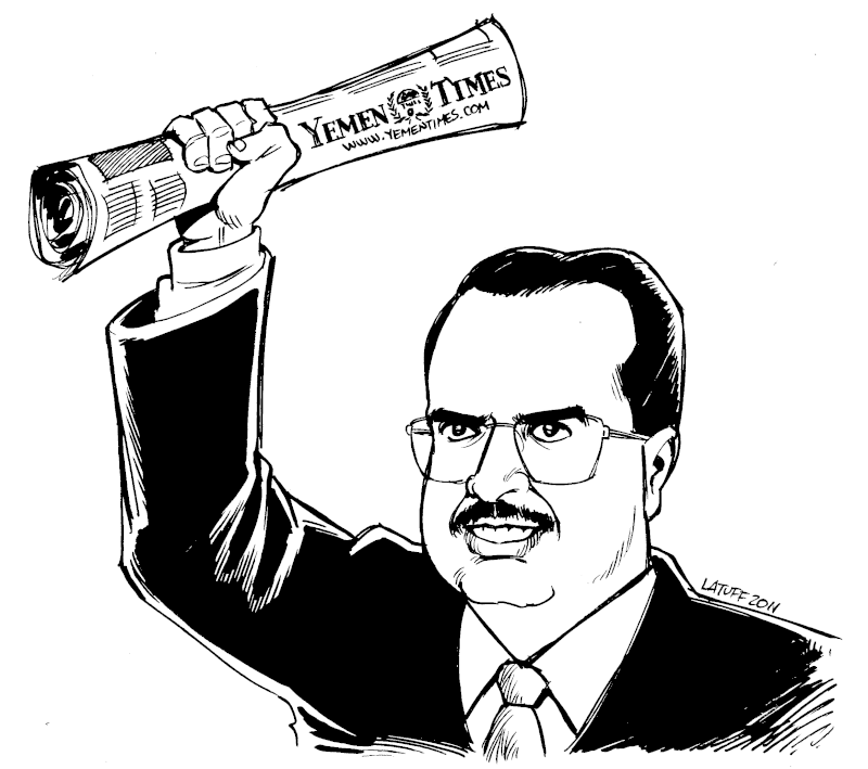 Editor Abdulaziz al-Saqqaf. Illustration by Carlos Latuff