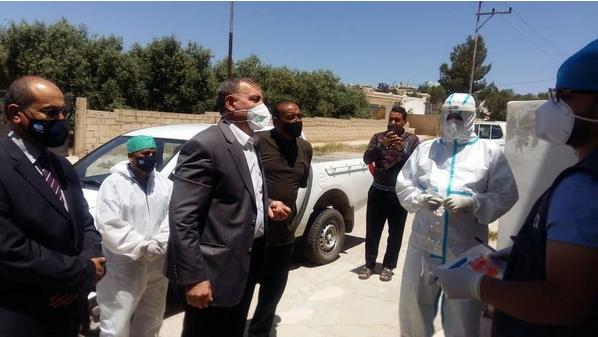 Jordanian health minister Saad Jaber pictured on Friday visiting Mafraq where there has been a surge in new Covid-19 cases