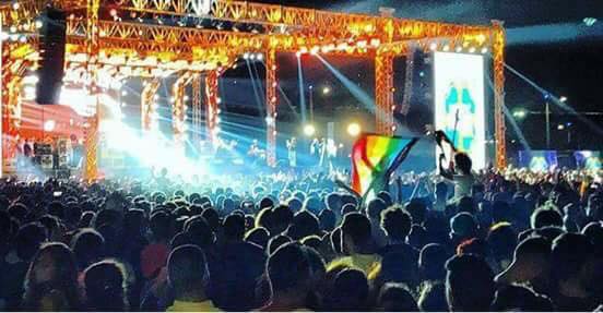 A fan waving a rainbow flag at last month's concert in Cairo