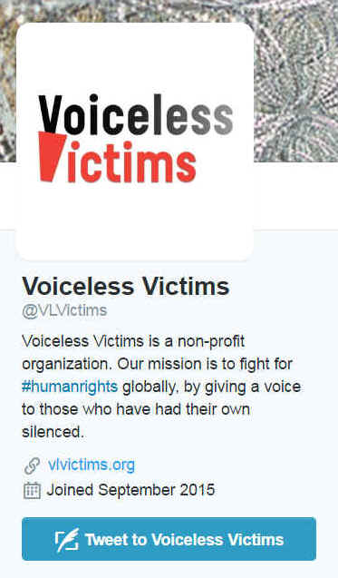 Voiceless Victims' Twitter account