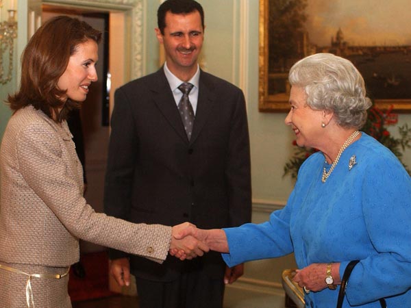 Royal handshake: Bashar and Asma Assad at Buckingham Palace in 2002