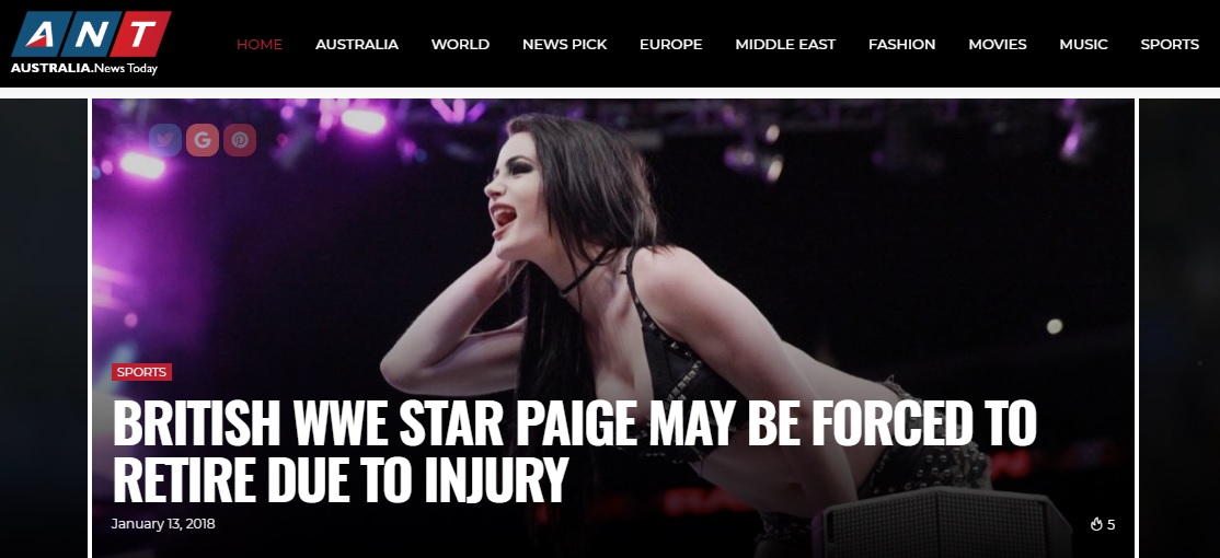 Big news in Australia: a British wrestler may have to retire