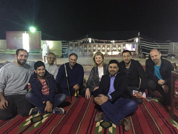 Campfire dinner in the desert with Wadah Khanfar: Arianna Huffington during a visit to Doha