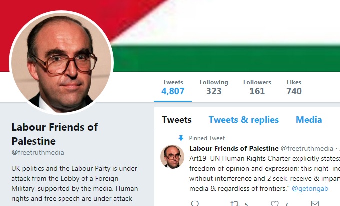 The Twitter account's header has a photo of the late Labour leader, John Smith