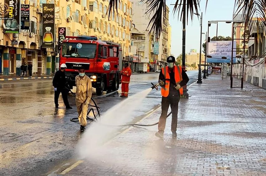 Disinfecting the streets in Libya