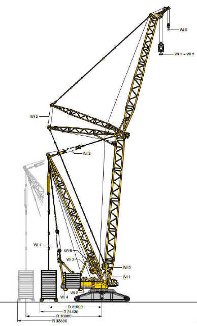 Manufacturer's diagram of the crane