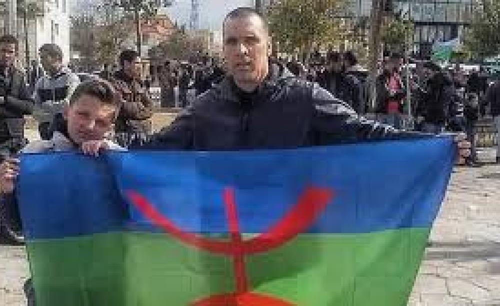 Yacine Mebarki at a protest in Algeria