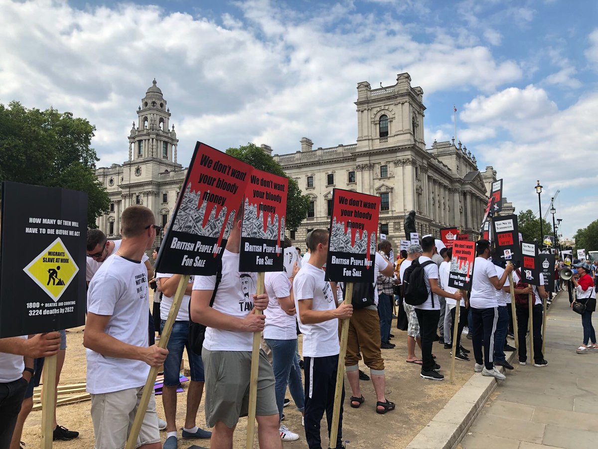 One of the anti-Qatar demonstrations on Monday