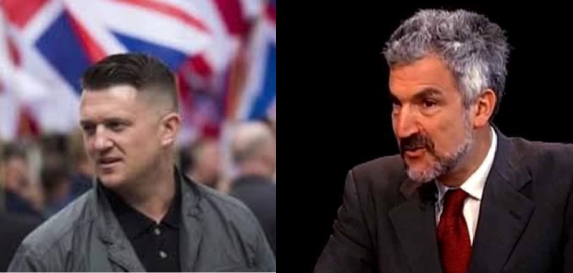 Jailed agitator Tommy Robinson (left) and his supporter, Daniel Pipes