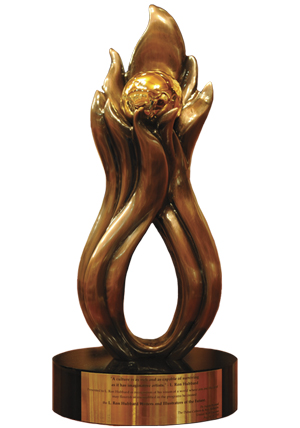 Trophy presented by Dubai's Culture and Arts Authority  to the Scientologists