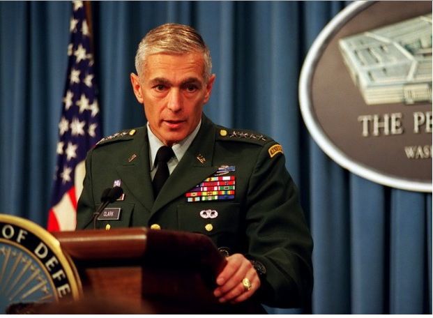 Wesley Clark: talked of memo threatening to 