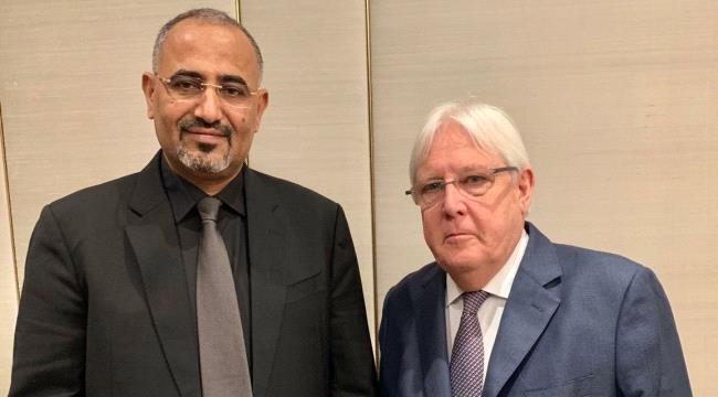 STC leader Zubaidi (left) with UN envoy Griffiths in Abu Dhabi 